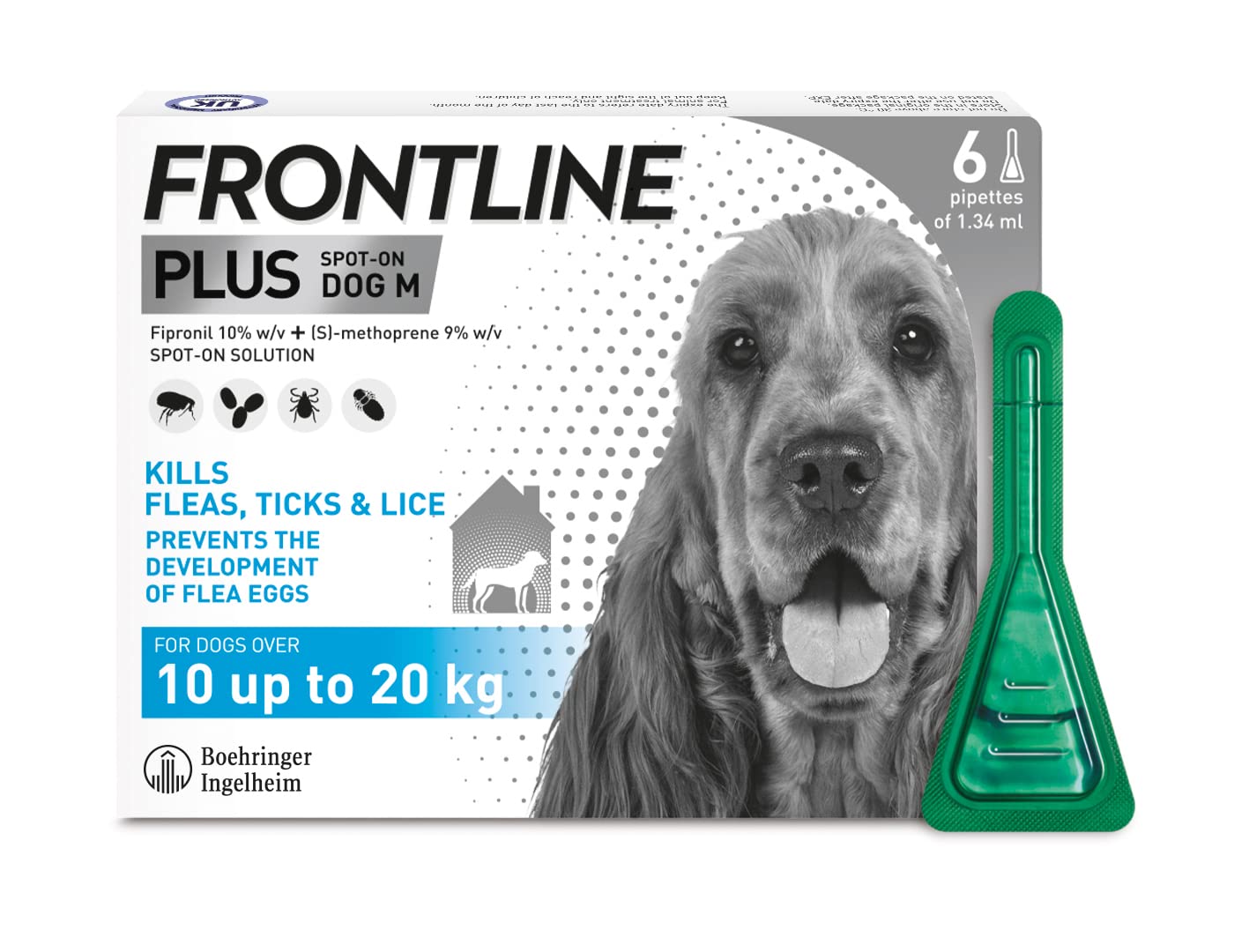 FRONTLINE Plus Flea & Tick Treatment for Medium Dogs 6 Pipettes