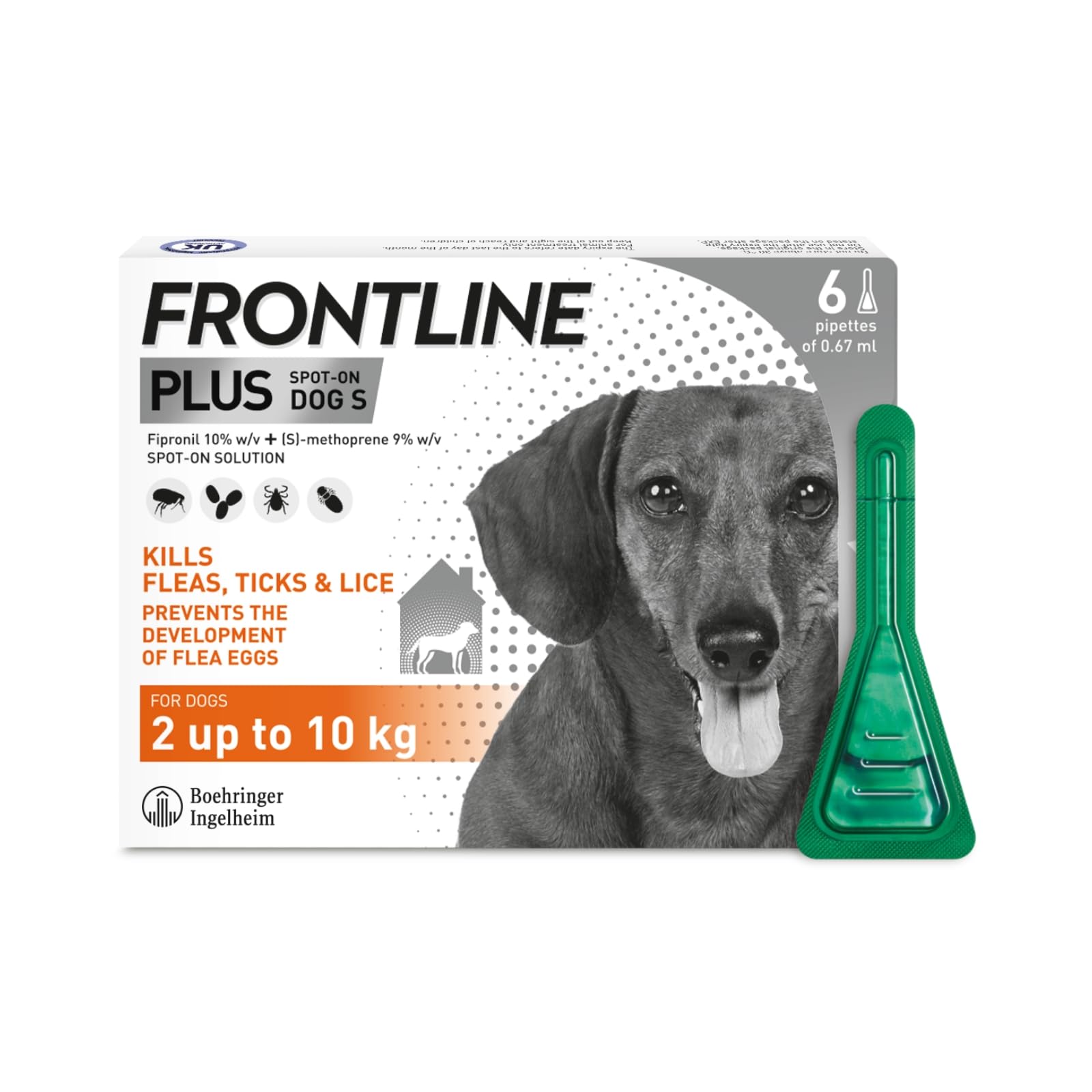 FRONTLINE Plus Flea & Tick Treatment for Small Dogs 6 Pipettes