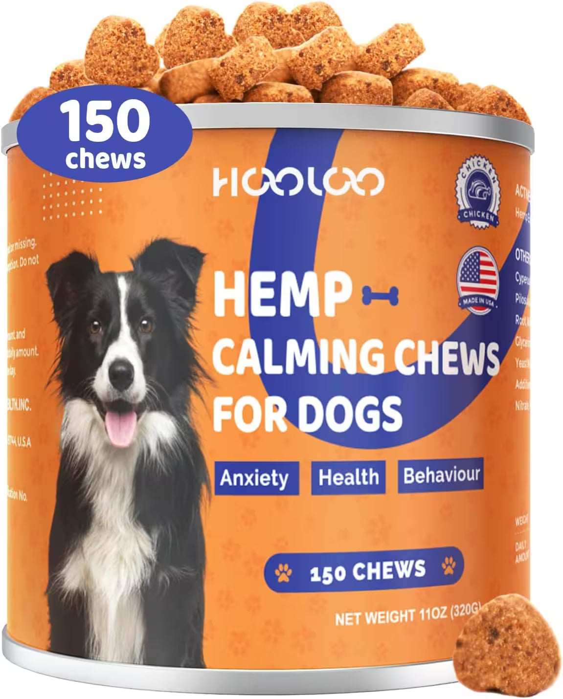 Hemp Calming Dog Treats 150 Count – Natural Calming Support for Dogs