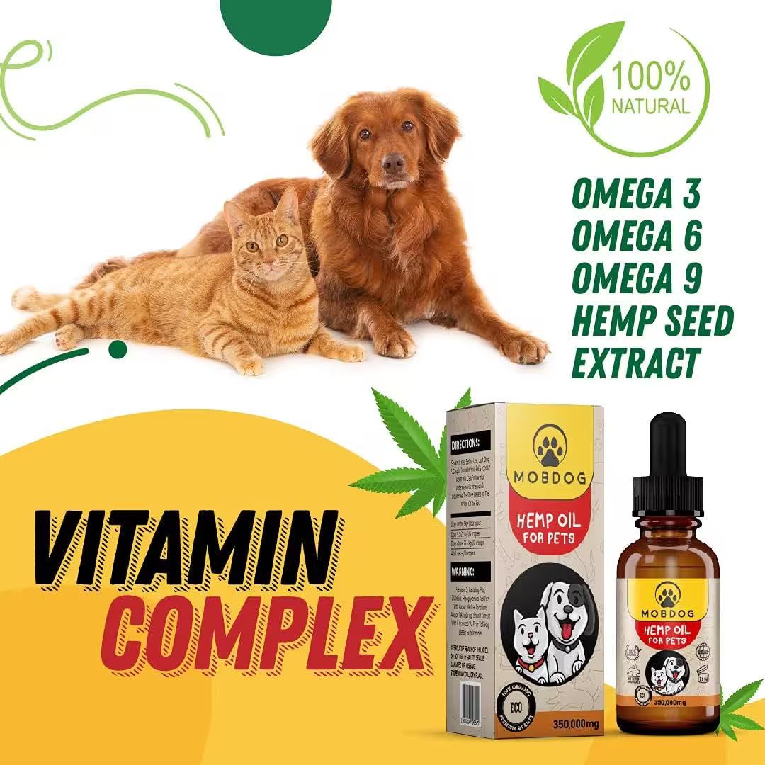 MOBDOG Hemp Oil for Dogs 50ml – Omega 3 6 9 Supplement