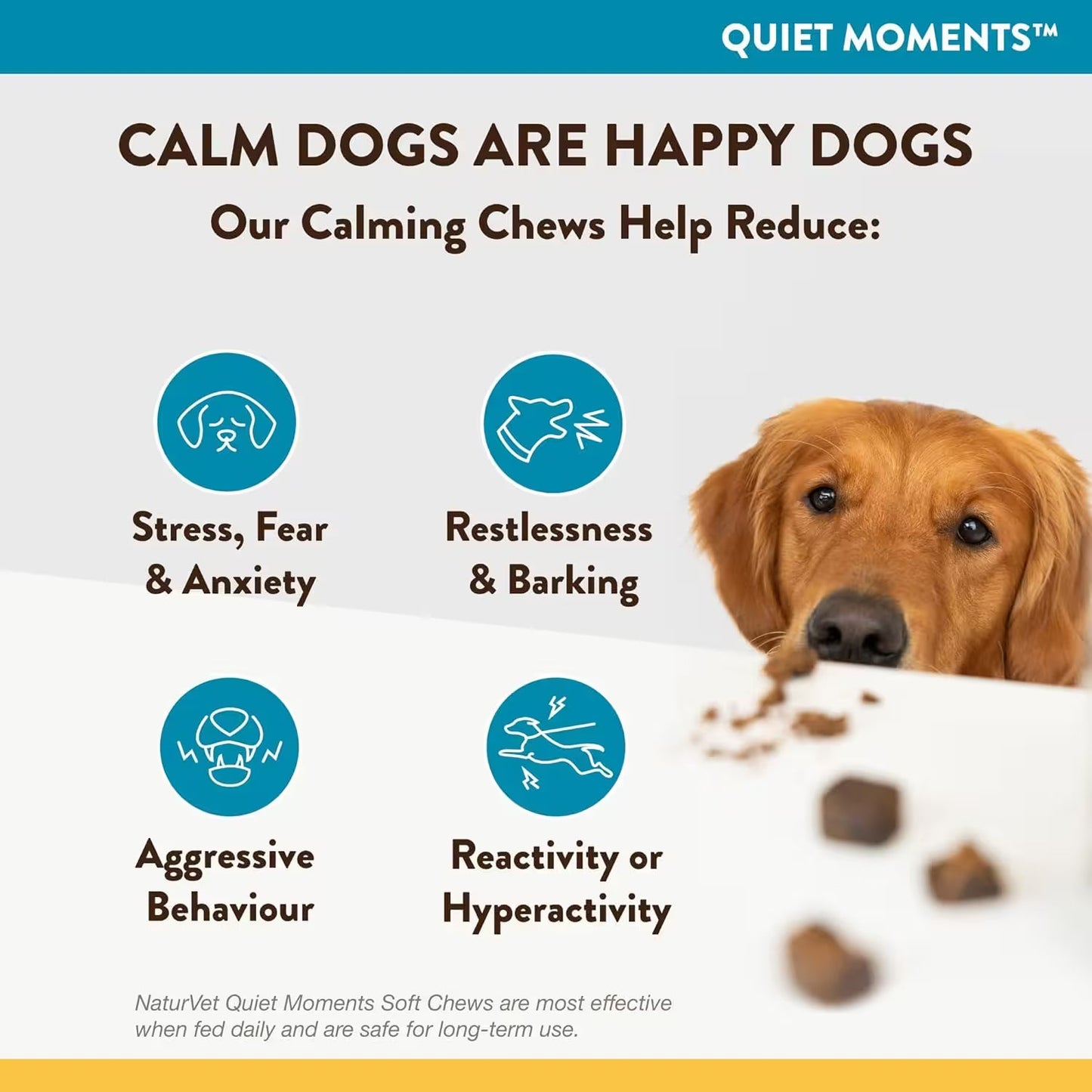 NaturVet Calming Chews for Dogs Bacon Flavour 70 Chews