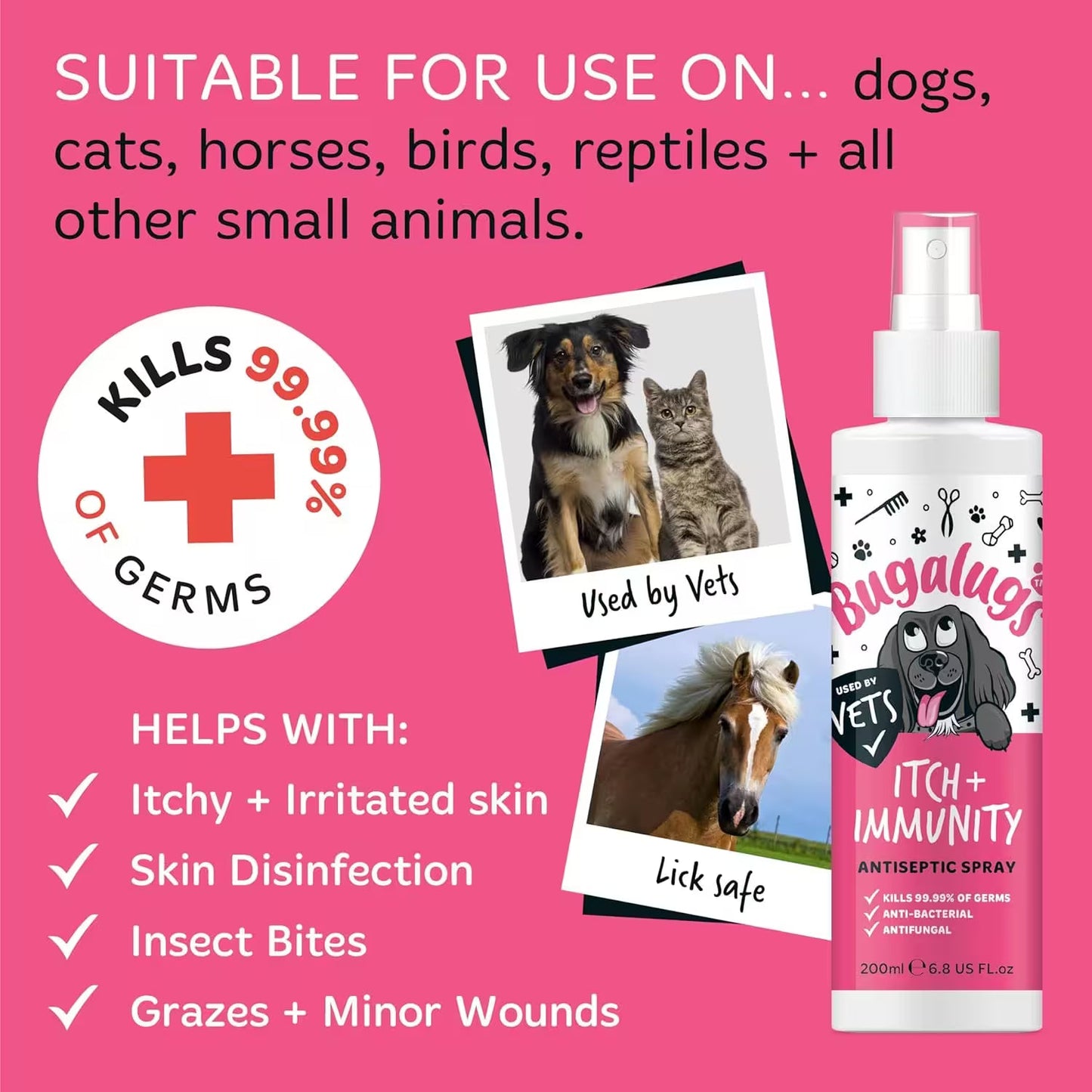 BUGALUGS Itch & Immunity Antiseptic Spray for Dogs