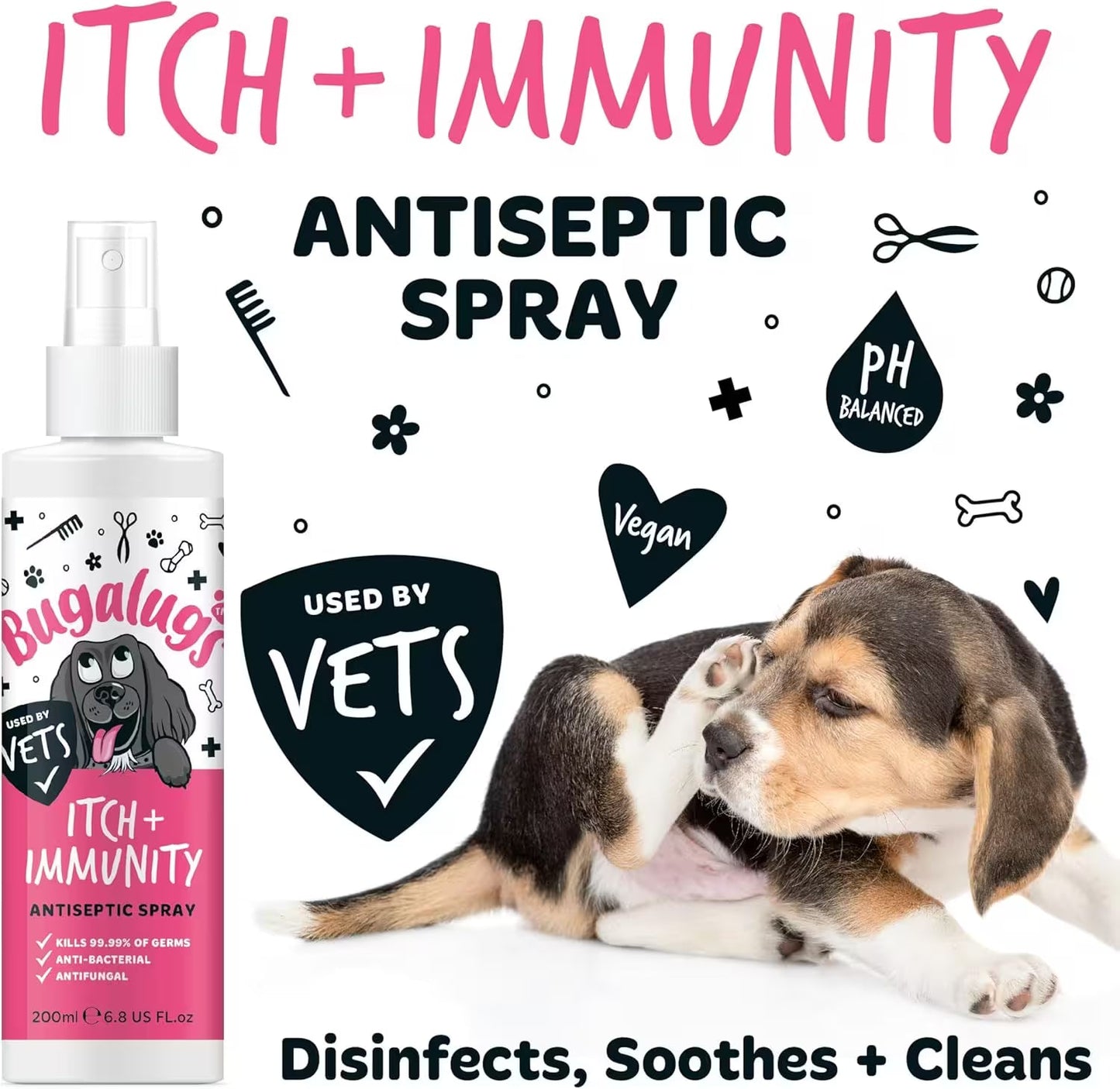 BUGALUGS Itch & Immunity Antiseptic Spray for Dogs