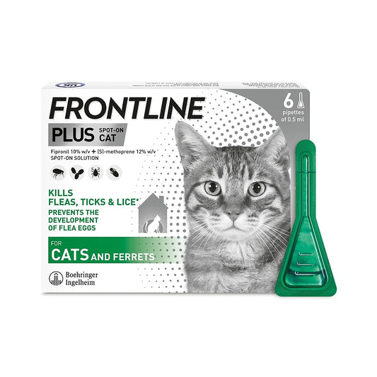 FRONTLINE Plus Flea & Tick Treatment for Cats & Ferrets 6 Pipettes