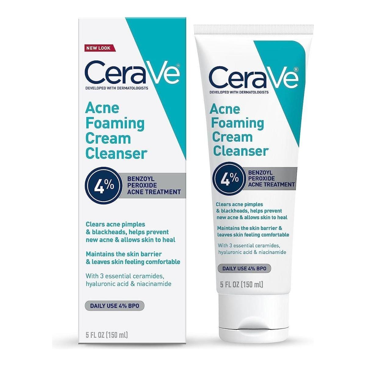 CeraVe Acne Foaming Cream Cleanser 150ml 4% Benzoyl Peroxide
